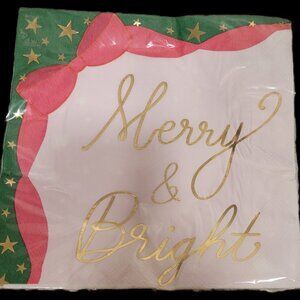 🎄 Strictly Fancy Holiday Napkins – “Merry & Bright” 🎄8 inches 20 CT LOT of 5
